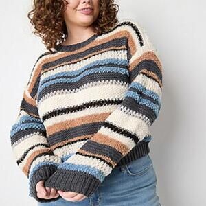 NEW Ryegrass Crewneck Long-Sleeve Striped Pullover Sweater
